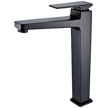 Смеситель L1178B для умывальника с гайкой высокий, шаровый, черный (латунь) LEDEME 